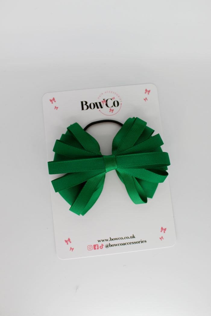 School Bow Forest Green - Spiral Bow - Elastic
