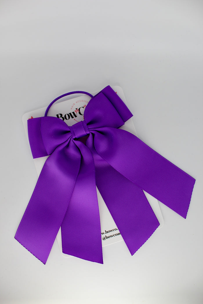 School Bow Purple - Double Layer Tail Bow – Elastic