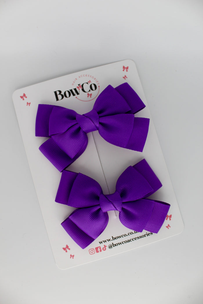 School Bow Purple - Layer Bow Set - Clip