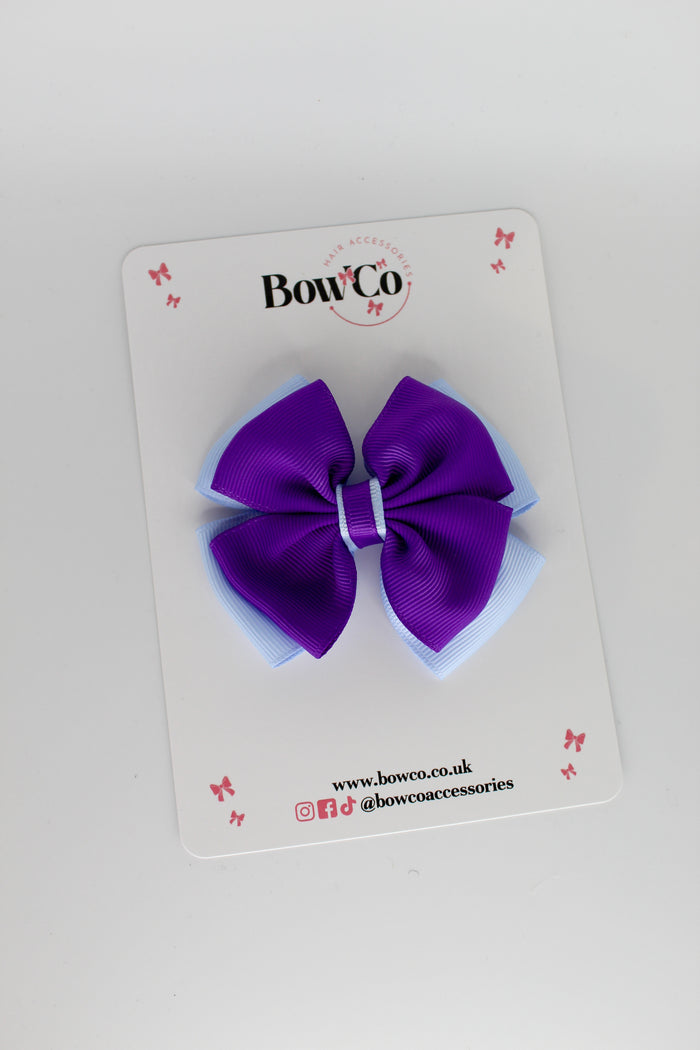 School Bow Purple and Bluebell - Layer Edge Bow - Clip