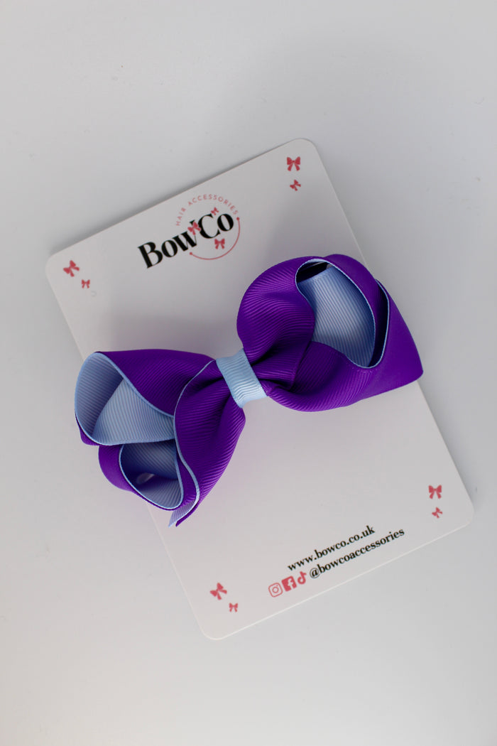 School Bow Purple and Bluebell - Loop Bow - Clip