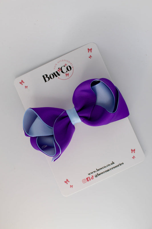 School Bow Purple and Bluebell - Loop Bow - Clip