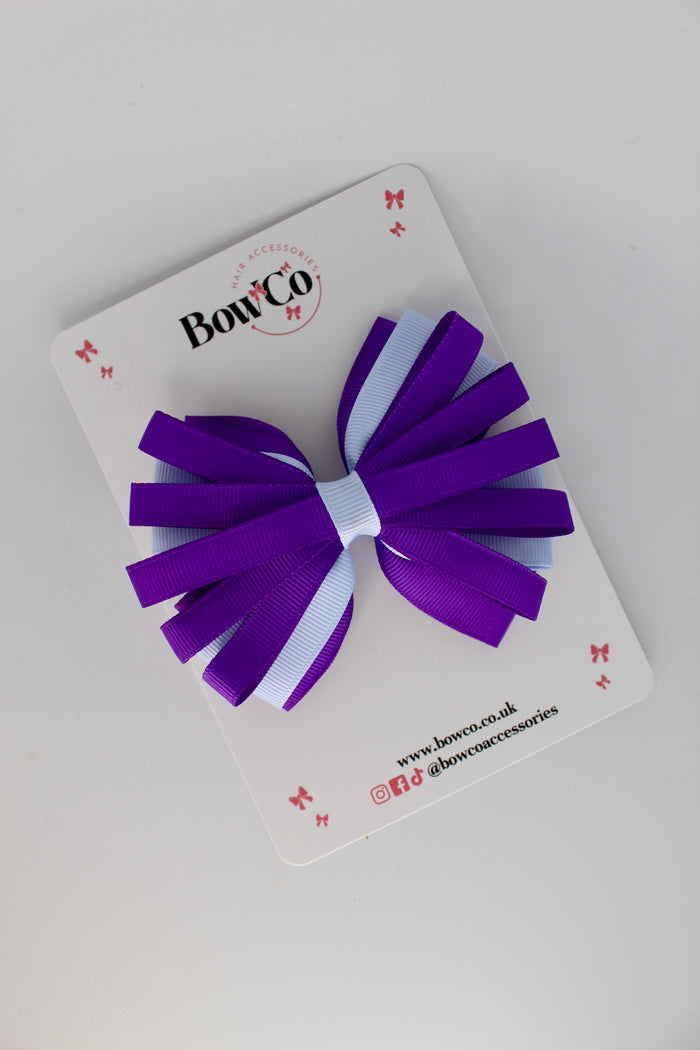 School Bow Purple and Bluebell - Spiral Bow - Clip