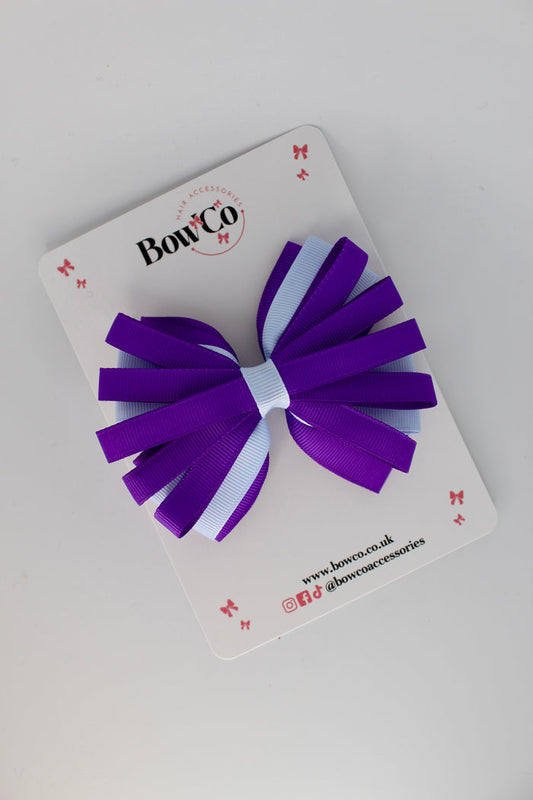 School Bow Purple and Bluebell - Spiral Bow - Clip