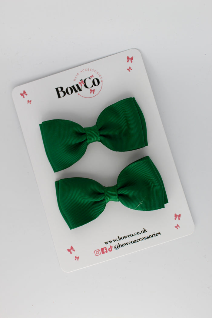 School Bows Forest Green - Double Lapel - Clip