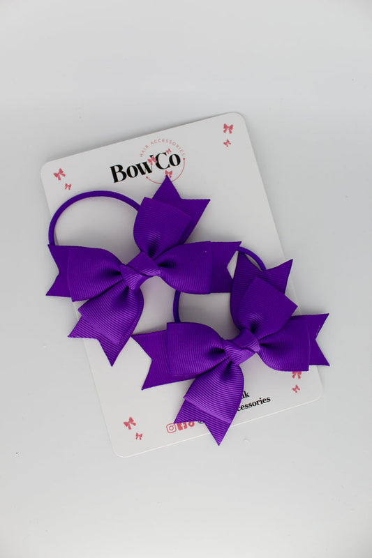 School Bows Purple - Knot Bow Set - Elastic