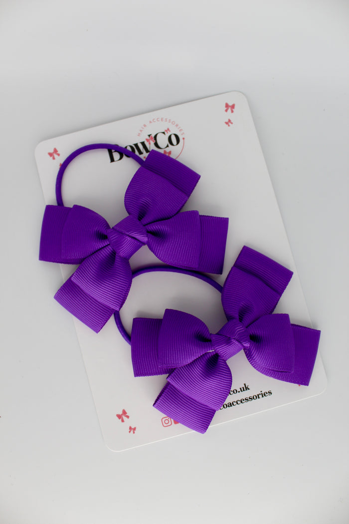 School Bows Purple - Layer Bow Set - Elastic