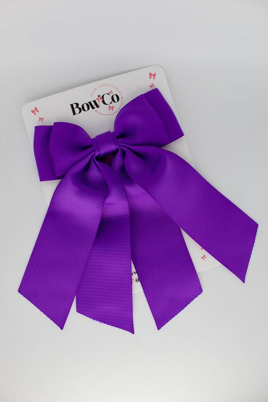 School Purple Bow - Double Layer Tail Bow - Clip
