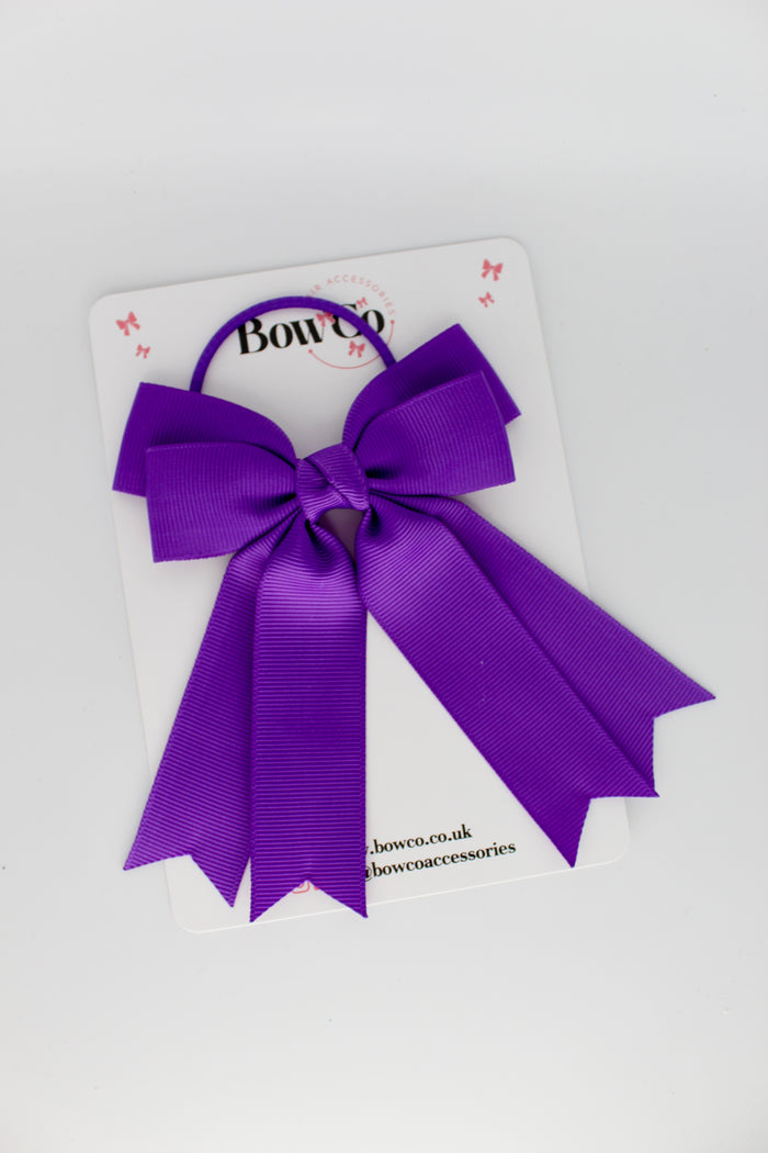 School Purple Bow - Double Ribbon Tail – Elastic