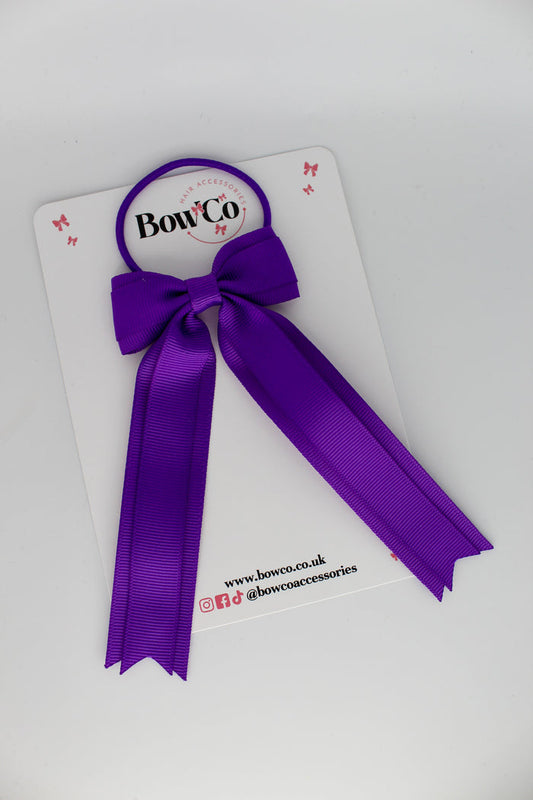 School Purple Bow - Tuxedo Tails Bow - Elastic
