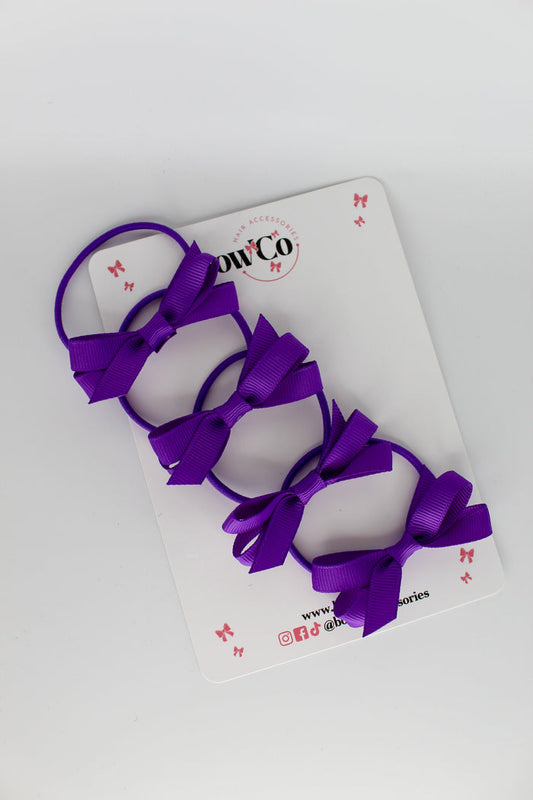 School Purple Bows - Ballerina Bows - Set of 4 - Elastic
