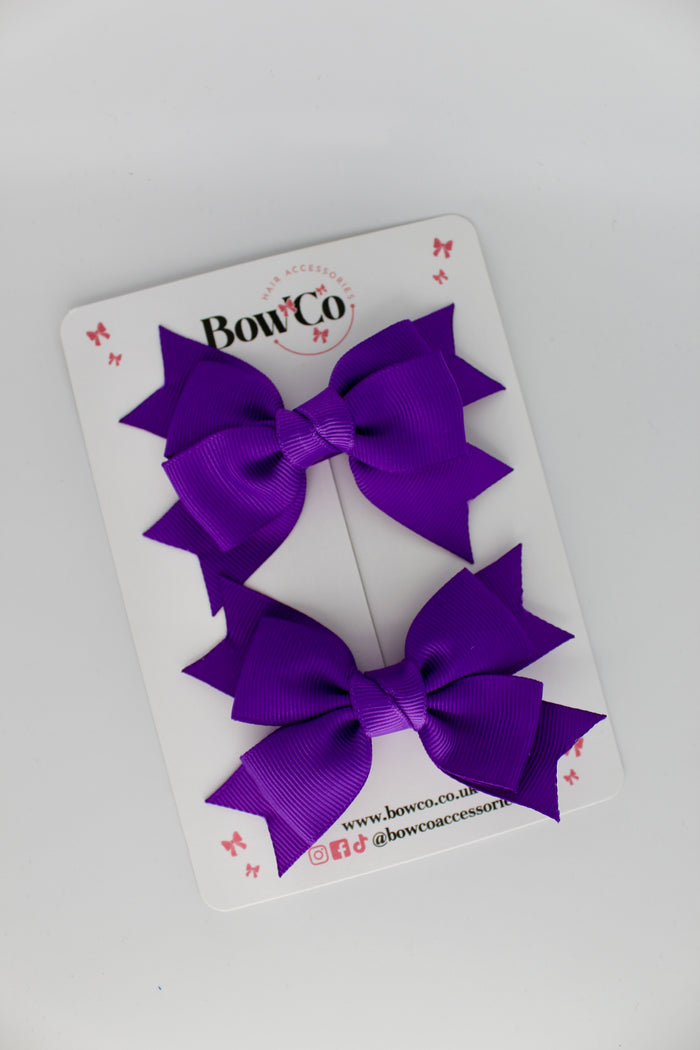 School Purple Bows - Knot Bow Set - Clip