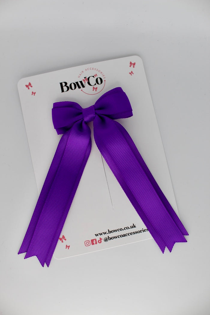 School Purple Tuxedo Tails Bow – Clip
