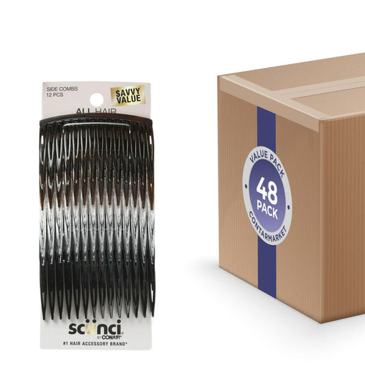 Scunci - Effortless Beauty Side Hair Combs Assorted, 12 Ct - 48 Pack