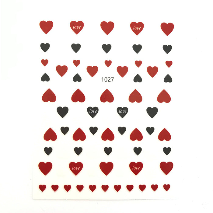 Self Adhesive Decals | Red, Black, White Hearts