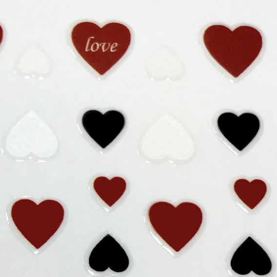 Self Adhesive Decals | Red, Black, White Hearts