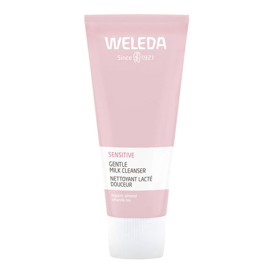 Weleda Gentle Milk Cleanser tube on a white background.
