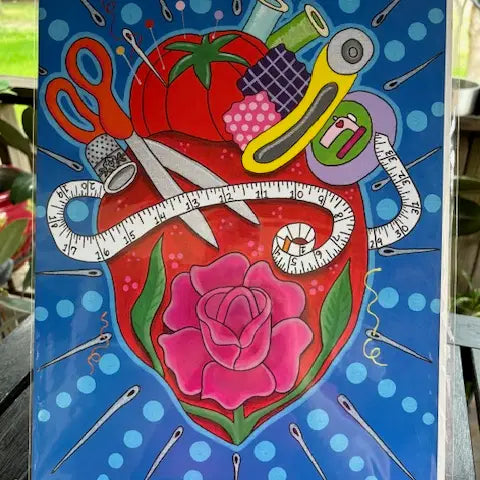 Sew in Love Blue Art Print (12x16)