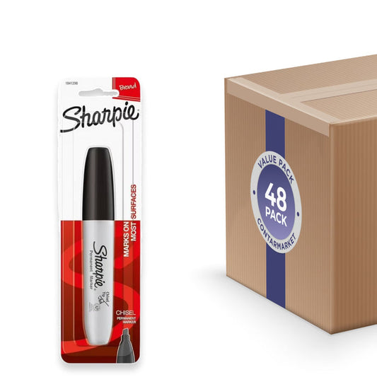 Sharpie - Permanent Marker, Chisel Tip, Black - 48 Pack