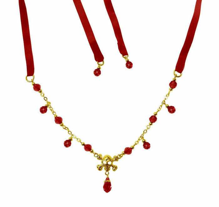 Skull and Crossbones Tie-On Crown – Gold Gothic Jewelry front view