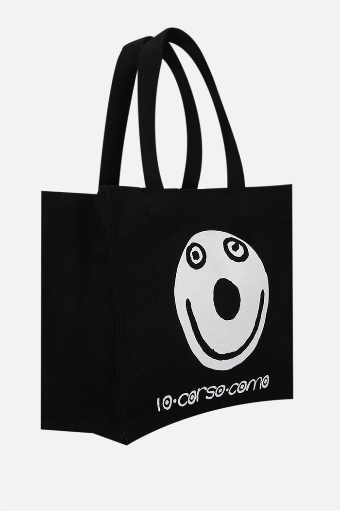 smile print canvas mini shopping bag