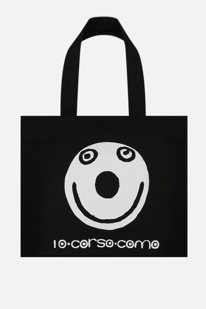 smile print canvas mini shopping bag