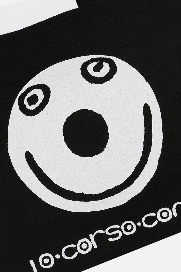 smile print canvas mini shopping bag