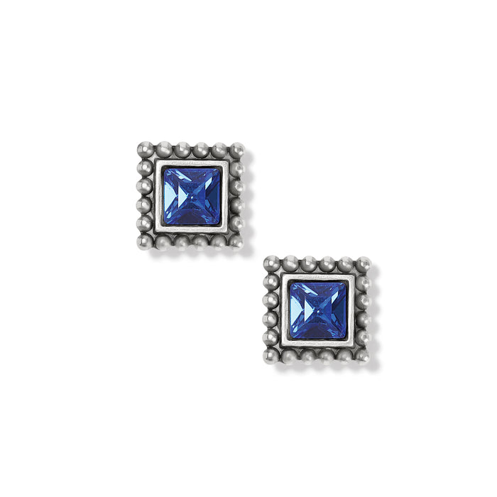 Sparkle Square Mini Post Earrings/Silver-Blue