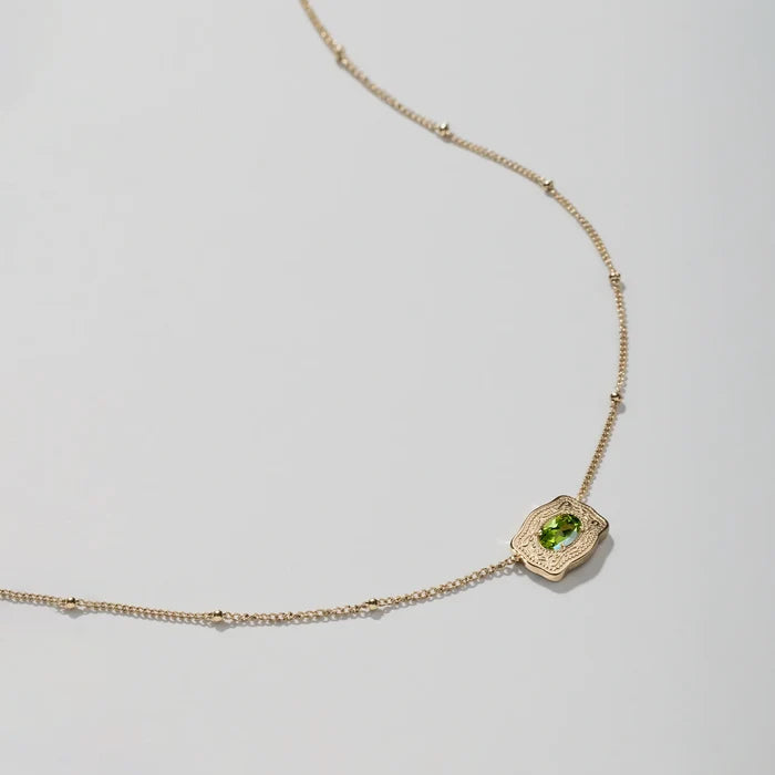 SpurWest Ultra Mini Belt Buckle Birthstone Necklace - Gold -February