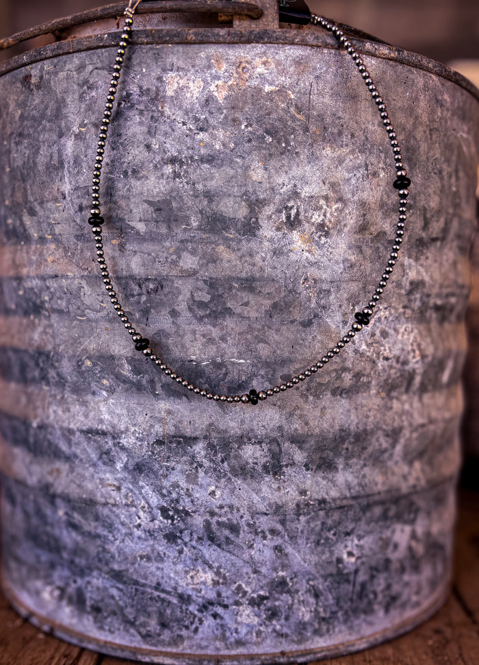 Sterling Silver Pearl & Black Onyx Necklace