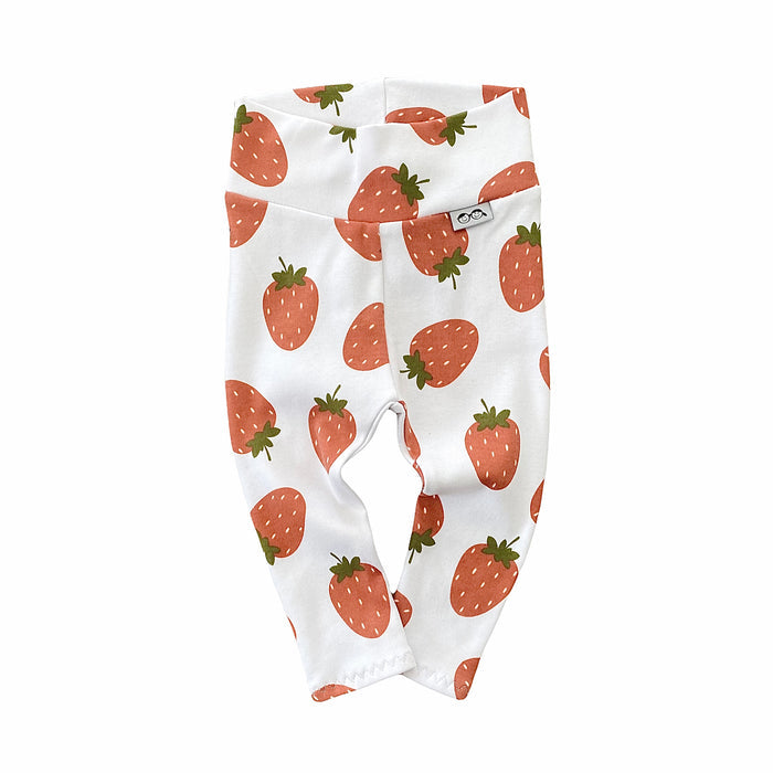Strawberries on White Leggings and/or Headbands