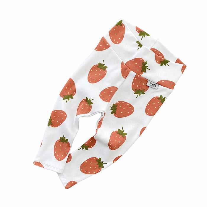 Strawberries on White Leggings and/or Headbands