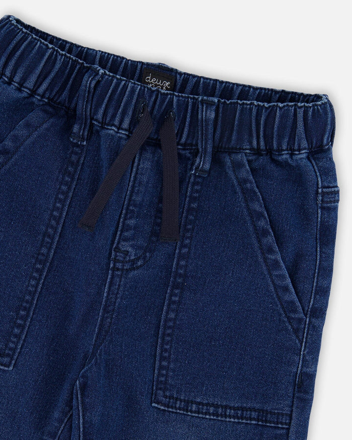 Stretch French Terry Denim Jogger Navy Blue-3