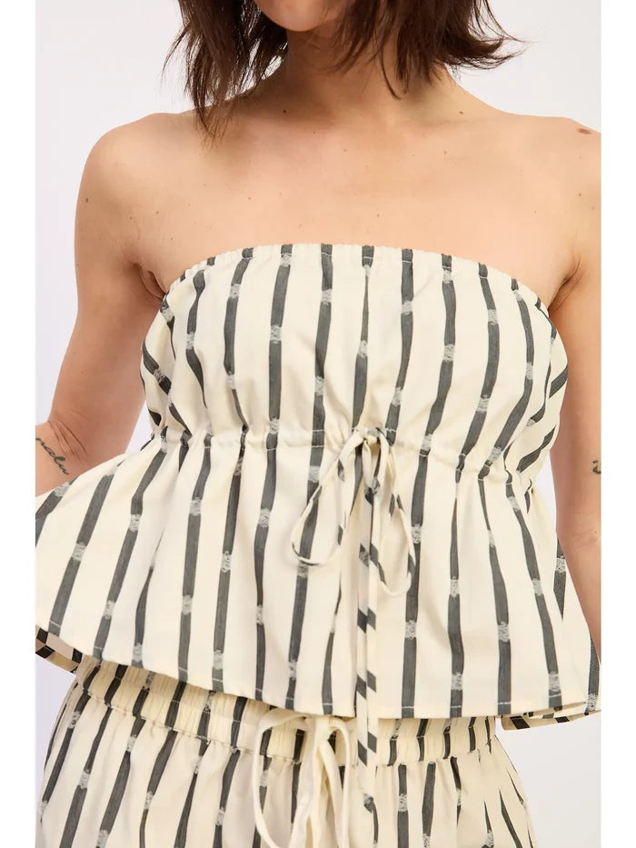 Striped Tube Top with Front Tie
