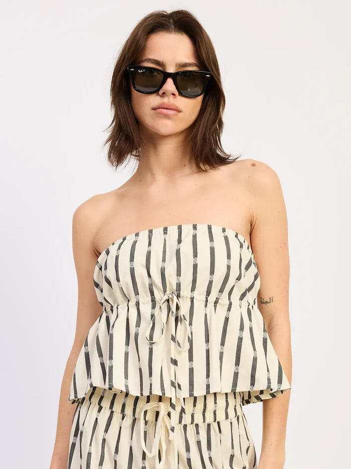 Striped Tube Top with Front Tie