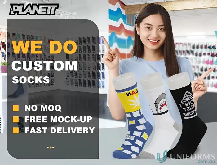 Custom sports socks advertisement for stylish and comfy custom sports socks
