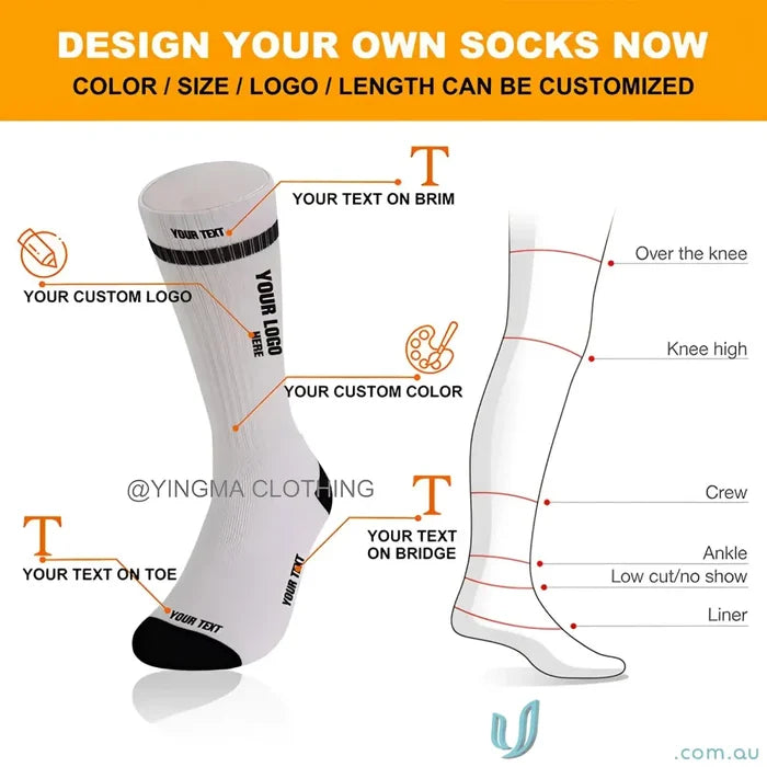 Custom sports socks with customizable design options for your unique style