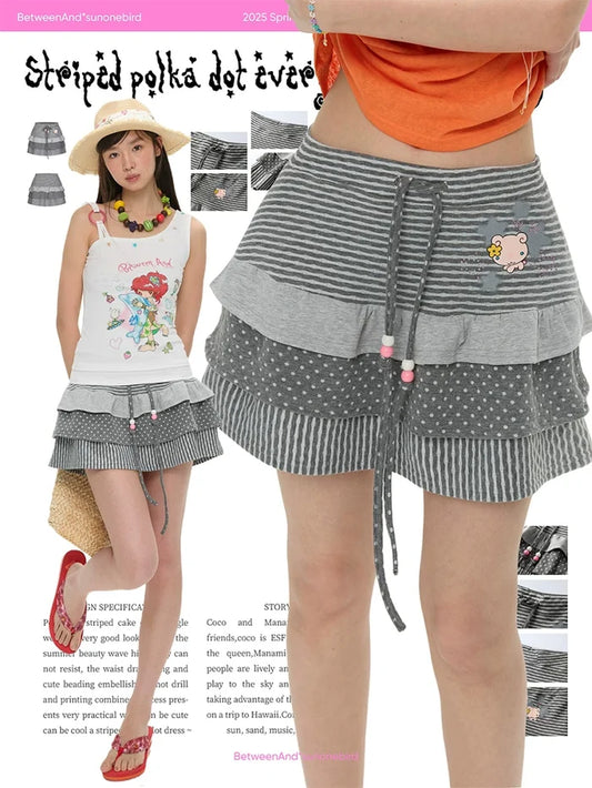 Summer striped polka dot cake skirt