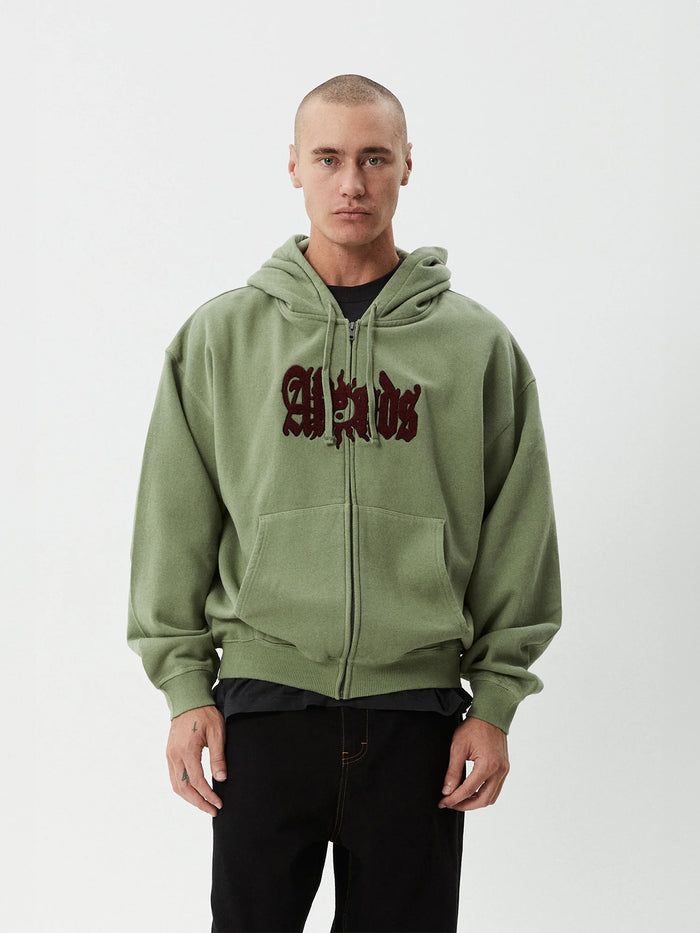 Sun Bite - Recycled Zip Hood | Oil Green-Image 1