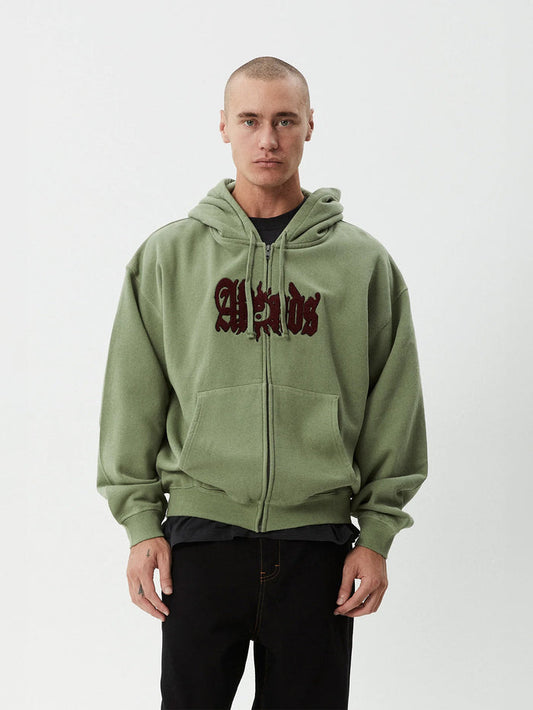 Sun Bite - Recycled Zip Hood | Oil Green-Image 1
