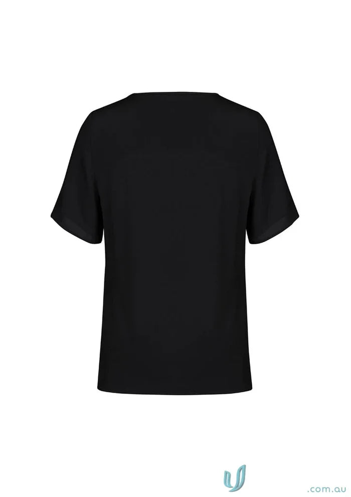 Black short-sleeve blouse on RT065LS Sydney Short Sleeve for casual elegance meets everyday style