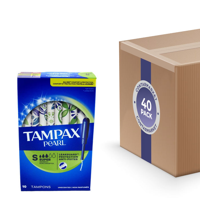 Tampax Pearl Super Unscented Tampons 10 Ct - 40 Pack