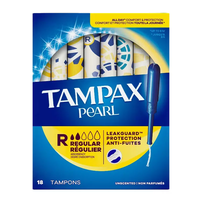 Tampax Pearl Tampons Regular Absorbency Unscented – 18 Count – 12 Pack