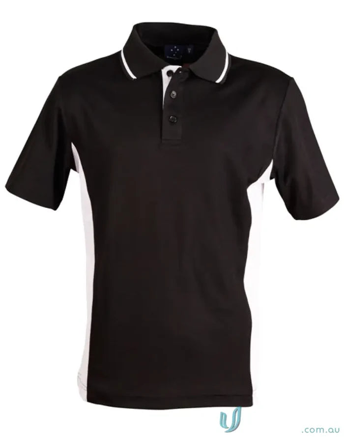 Black and white contrast short sleeve polo from Winning Spirit Team Mate Polo, trueDry tech