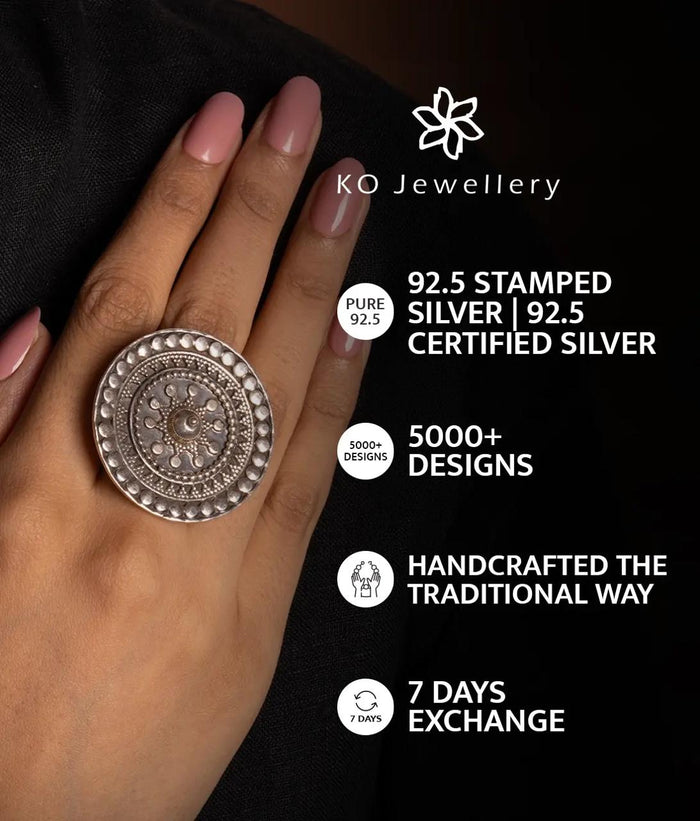 The Paramaa Antique Silver Lakshmi Coin Earrings (Oxidised)