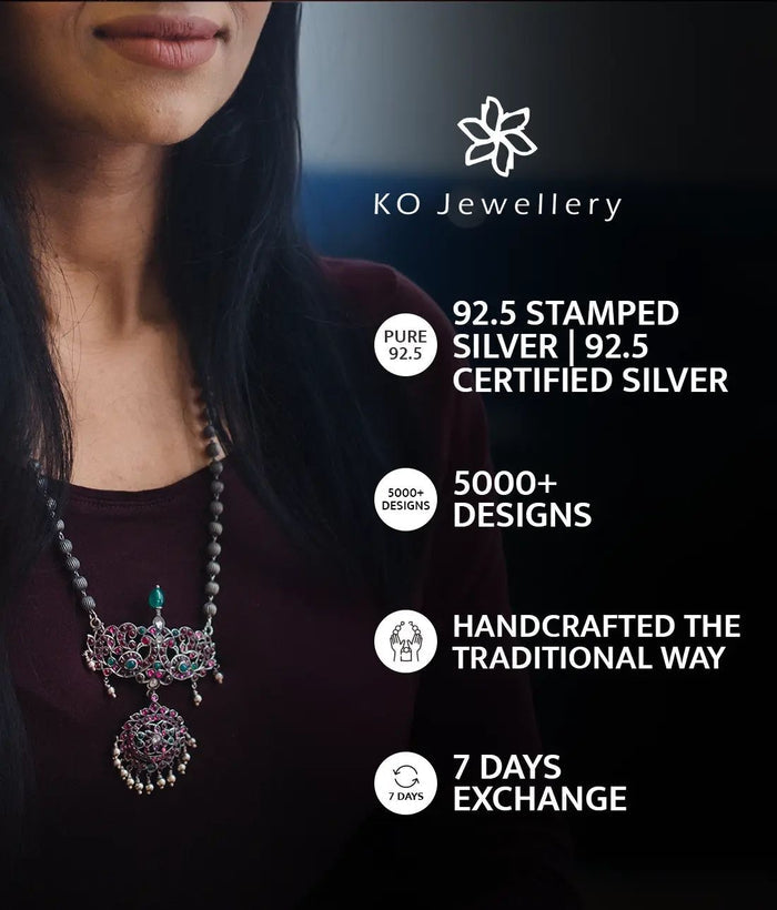 The Vaishnavi Jomale Silver Necklace (Oxidised)