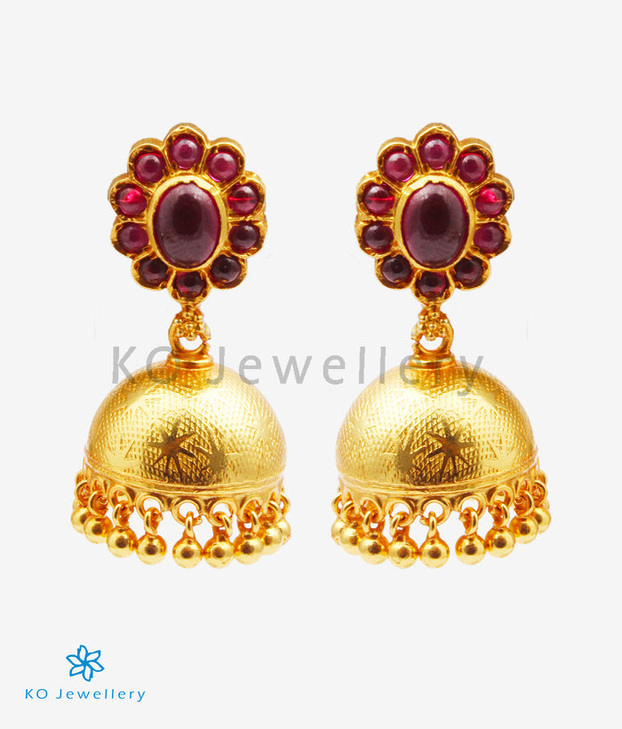 The Vamshika Silver Kempu Jhumka (Red)