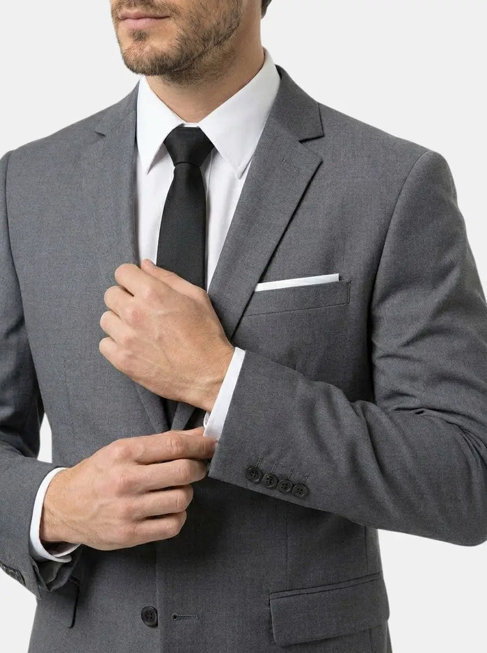 Tim Elegant men's suit set featuring a tailored blazer and matching tie, perfect for formal occasions and professional wear.