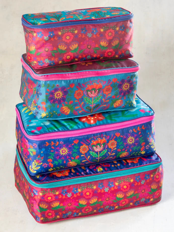 Travel Packing Cubes, Set of 4 - Multi Folk Flower-view 2