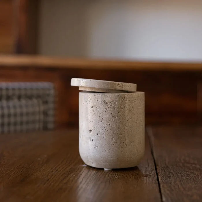 Travertine Lidded Canister - Magnolia Lane co. Home + Garden + Gift